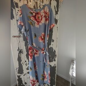 4XL MAXI DRESS BLUE-GRAY FLORAL